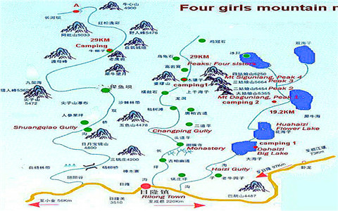 Siguniang Mountain Tour Map